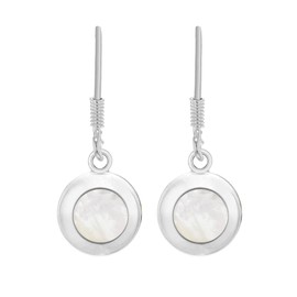 Tuscany Silver Women's Sterling Silver 10 mm x 27 mm Round Mother of Pearl Drop Earrings, Silver, Nacre