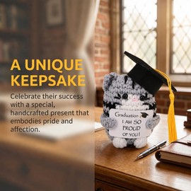 GADITIEK Graduation Gifts Her 2026, Inspirational Positive Duck with Cap and Greeting Card, Funny Emotional Support Pickle Gifts, High School University Graduation Her Him (Cat)