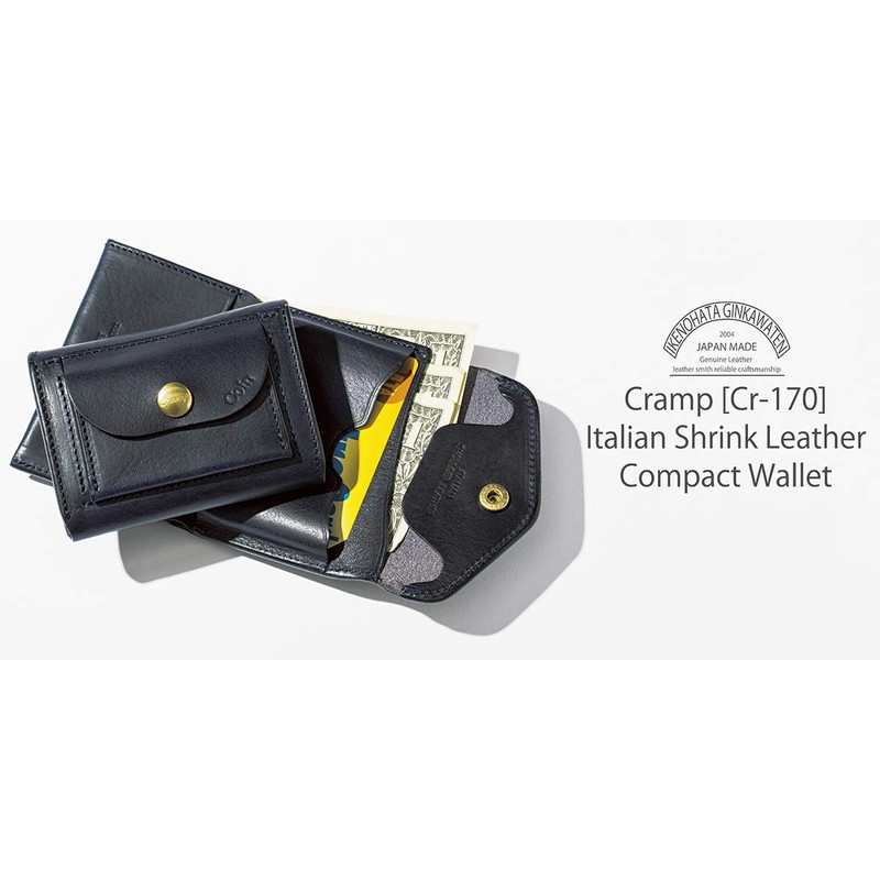 Ikenohata Silver Leather Shop Cr-170 Men's Trifold Wallet Compact Wallet,