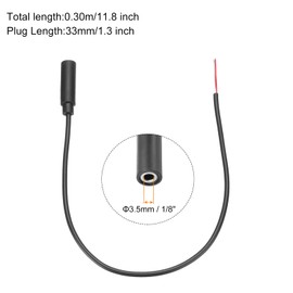 sourcing map 3pcs 3.5mm Female Jack to Bare Wire Open End Replacement TRS 3 Pole Stereo 1/8" Audio Cable Plug Jack for Earphone Headphone Cable Repair, 0.30m