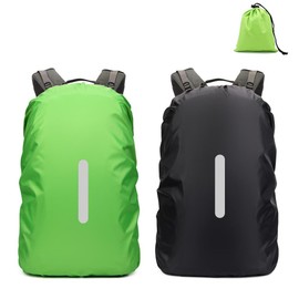 2 Funda Mochila Impermeable con Tira Reflectante, 10-40L Funda de Mochila a Prueba de Polvo, Protector Mochila Lluvia, Adecuado para Uso en Exteriores (Negro y Verde Fluorescente)