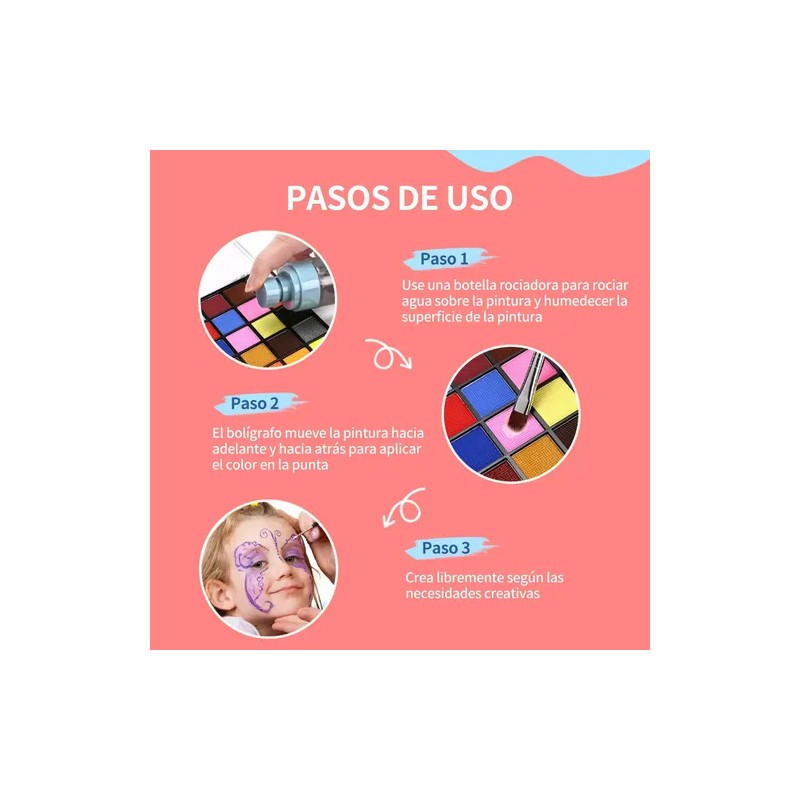 Kit Maquillaje 54 Colores Pintura Facial Base Agua Para Pint