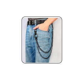 Eigso Double Layers Rock Punk Spikes Waist Chain for Woman Man Unisex Rivets Jeans Chains for Women Men