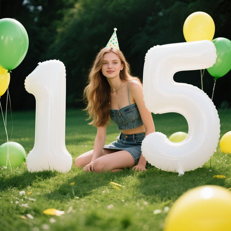 40 Inch White Number 15 Digital Balloon,Jumbo Mylar Foil Helium