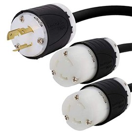 NEMA L5-20P to 2X L5-30R Y Splitter Cord - 22 Inches, 20A/125V, 12/3 SJT - Iron Box # IBX-24165