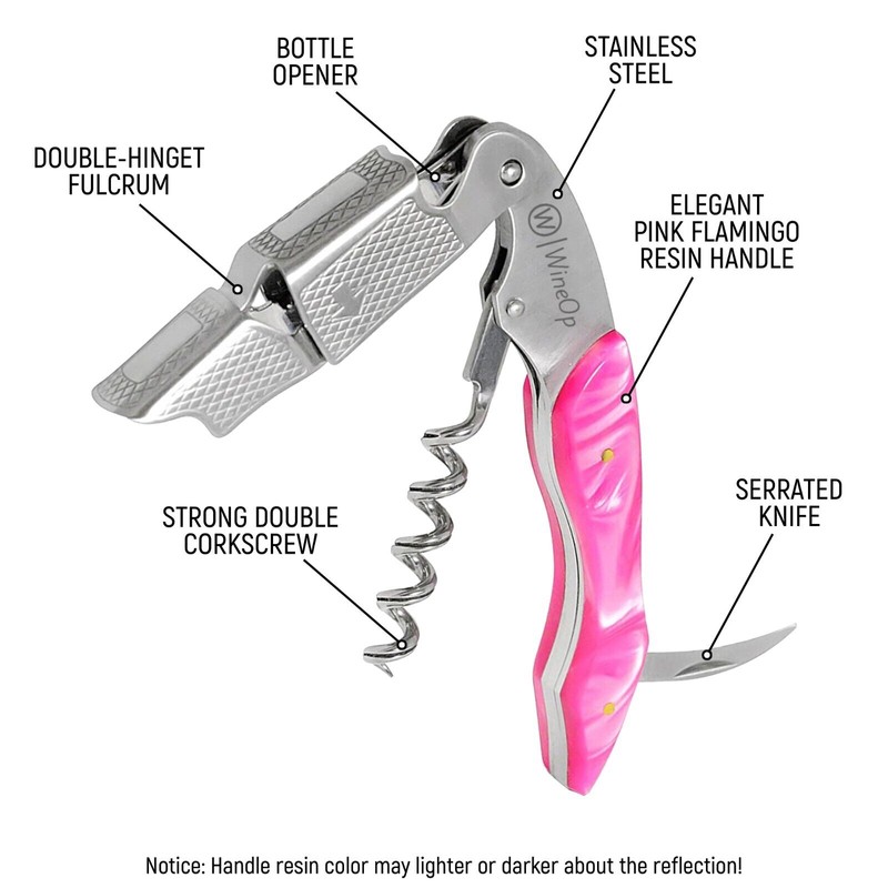 WineOp 2 PACKS Double Hinged Wine Bottle Opener Corkscrew Key