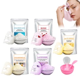 5 PCS Maskenpulver, Peel-Off Maske Mit Zubehör, Facial Mask Powder Professionell, Maskenpulver Für Feuchtigkeit, Straffung & Beruhigung, DIY Gesichtsmaske Für Spa Und Zuhause (B)
