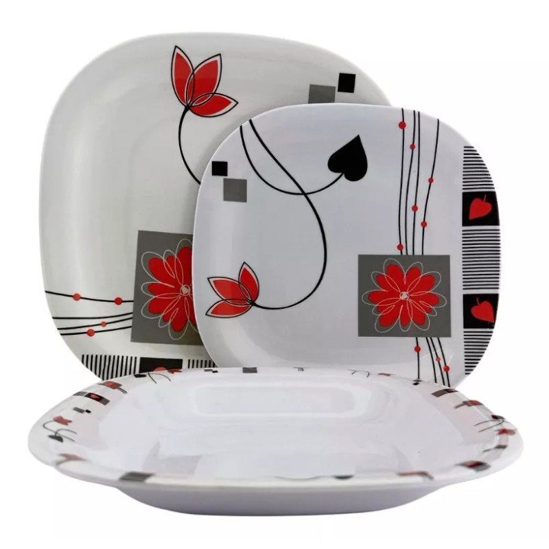 Anforama- Tab and Kit Vajilla Tipo Plastico De Melamina Cuadrada