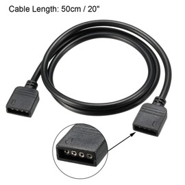 uxcell RGB Splitter Cable Female to Female 4 Pin Extension Connector Cord Wire for 5050 3528 LED Light Strips 50cm Length 2Pcs