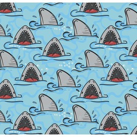 Shark Birthday Party Gift Wrapping Paper - Folded Flat 30 x 20 Inch (3 Sheets)