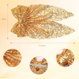Sequin Bow Hair Bow Big Bow Hair Clips,Bow Hair Clip, Hair Bows for Women Adopts a Double Layered Bow Design with Sparkling Sequins 90's Accessories for Party Valentine's Day Women Girl（Gold）