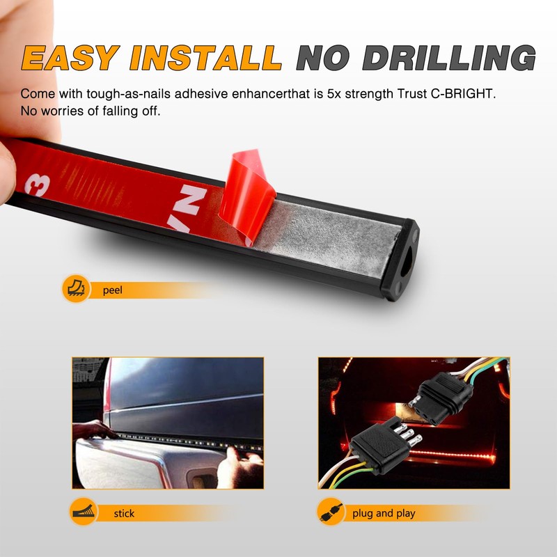 GOOACC 48”/49” Truck Tailgate Light Strip 5 Function 90 LED