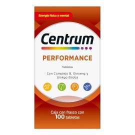 Multivitamínico Centrum Performance con Vitamina B, Vitamina C, Hierro, Potasio y Zinc 100 Tabletas