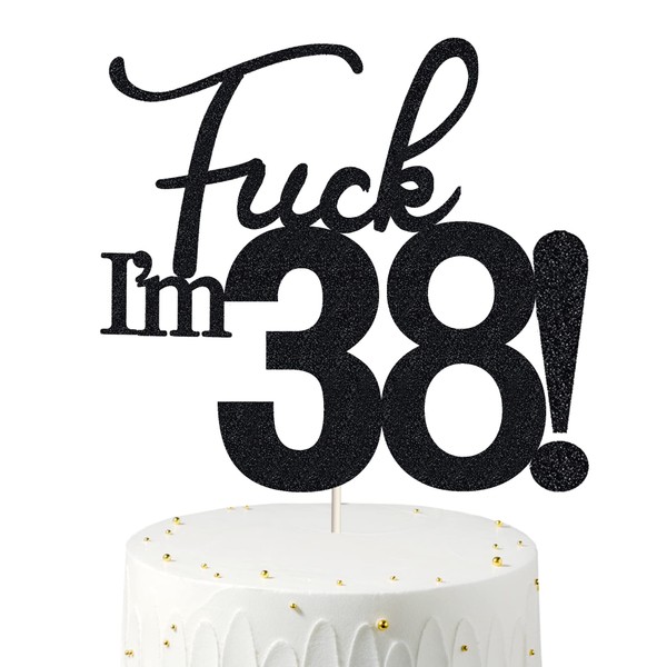 38 decoraciones para tartas, 38 decoraciones para tartas de cumpleaños, purpurina negra, divertida decoración para tartas de 38 años para hombres, 38 decoraciones para tartas para mujeres, decoraciones de 38 cumpleaños, decoración para tartas de 38 cumpl