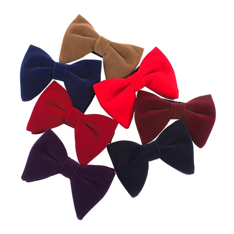 Lovacely - Pajarita de terciopelo para hombre, color liso, diseño