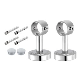 sourcing map 4 Set 3.94inch Ceiling Mount Bracket Fit 1.26inch Pipe, Stainless Steel Curtain Rod Holder Closet Rod Holders for Wardrobe Bathroom Curtain Pipe, Silver