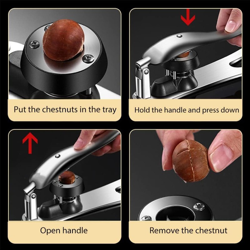 Stainless Steel Chestnut Cutter Tool, Protable Nutcracker with Embedded, Easy