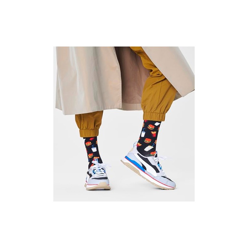 Happy Socks Funny Hamburger Socks - Colourful Cotton Socks for