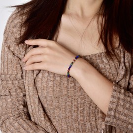 Candyfancy Gemstone Bracelet with 4 mm Silver 925 Pearls Genuine Natural Stone Bracelet Women's Natural Real Chakra Stones Bead Bracelet Length 18 cm