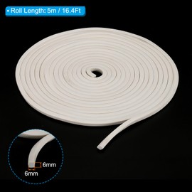 PATIKIL 1/4"Wx1/4"Tx16.4Ft Silicone Foam Seal Strip, High Density Square Solid Sponge Rubber Weather Stripping Cord for Sealing Gap Blocker Insulation, White