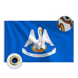 Bradford Embroidered Louisiana State Flag 4x6 feet Outdoor, Heavy Duty LA Louisiana Flags Made in USA, State of Louisiana Flag with 2 Brass Grommets for Outsides