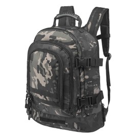 PAIWPHLI Military Outdoor Backpack Expandable Backpack Tactical Daypack With Waist Strap for Hiking Hunting Outdoor (Blackcamo)