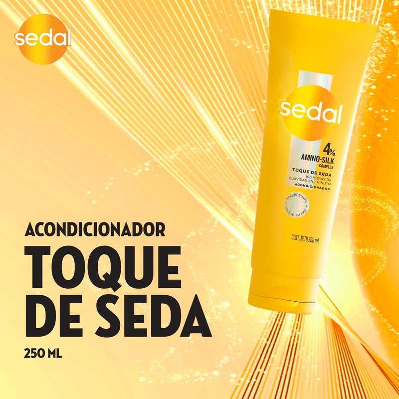 Sedal Acondicionador Toque de Seda, 4% Amino-Silk Complex. 100 h