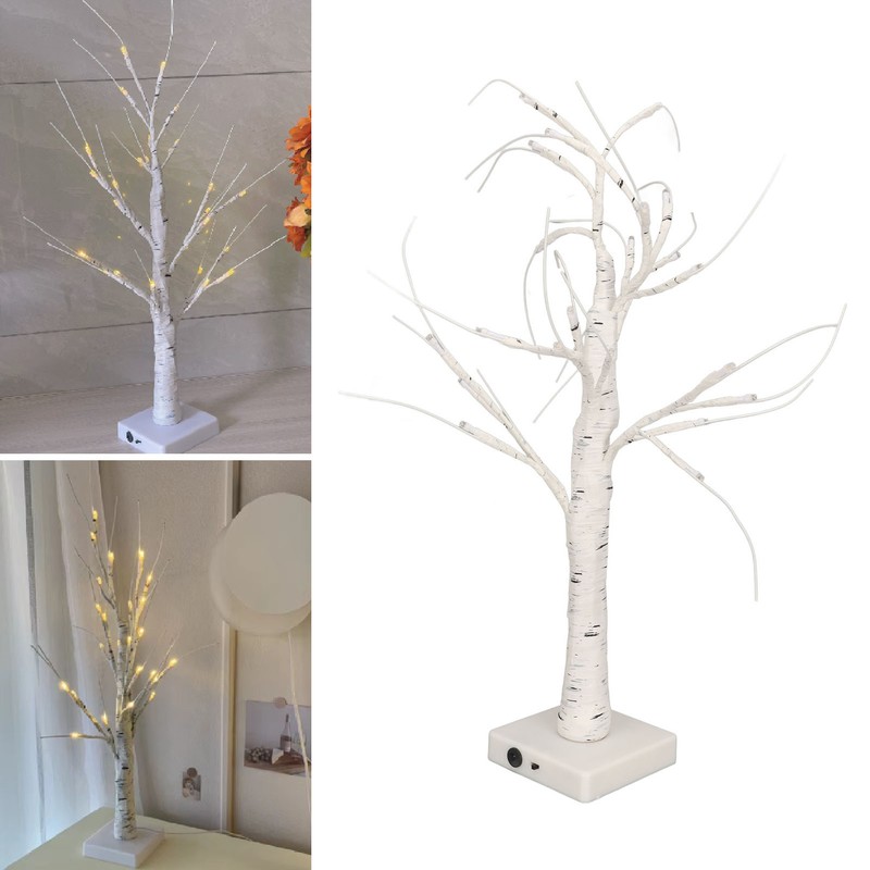 Lighted Birch Tree Adjustable Branches Stable Bottom Birch Tree with