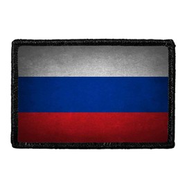 Russia Flag - Color - Distressed | Hook and Loop Attach for Hats, Jeans, Vest, Coat | 2x3 in | by Pull Patch