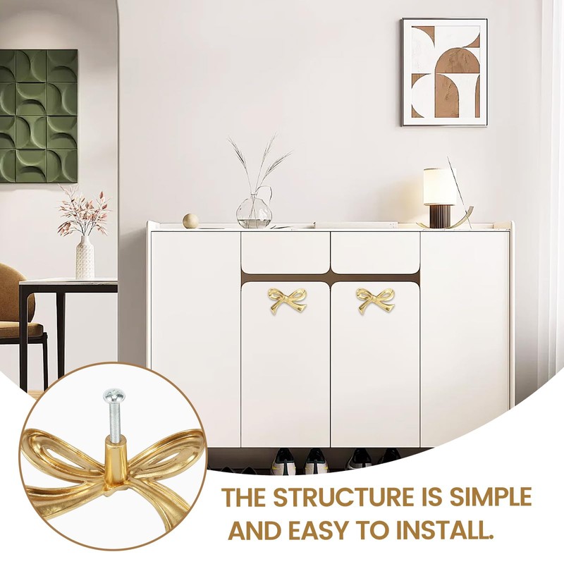 DJAPWPX-Bow Drawer Knobs, Solid Brass Bow Cabinet Knob, Compact Bow