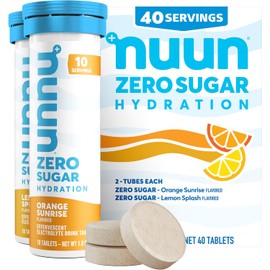 Nuun Zero Sugar Hydration Electrolyte Tablets - Sodium, Potassium, Chloride, Calcium, Magnesium, Light & Delicious Fruit Flavors, No Sugar, Gluten Free, Vegan, Mixed Citrus 4 Pack (40 Servings Total)
