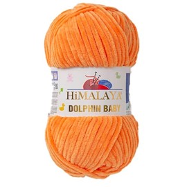 1 Skein/Pack Himalaya Dolphin Baby Chenille Yarn, Each Ball 100 gr (3.5 oz), 120 m (132 Yards), 100% Polyester, Super Bulky Baby Blanket Velvet Amigurumi Yarn, 80316 - Orange