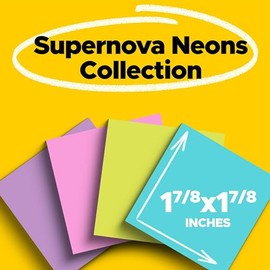 3M, Post-it, Notas Adhesivas, Super Sticky, Super Adhesivas, Miami 2 x 2 pulgadas, 8 unidades, (Modelo 622-8SSMIA)
