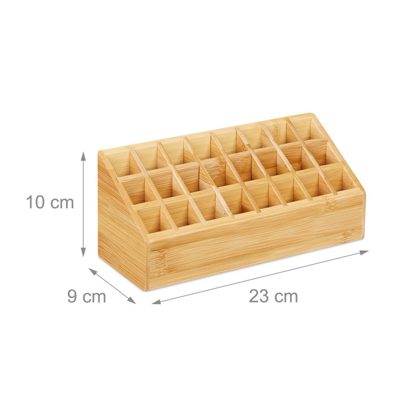Relaxdays Lipstick Holder Bamboo 24 Compartments Natural Look Holder for