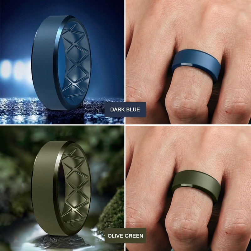 Egnaro Silicone Ring For Men 9mm Wide 2.5mm Thick, Rubber