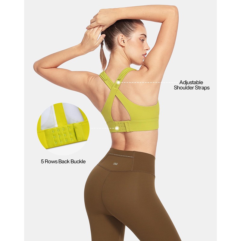VFUS Sports Bras Adjustable Zip Front High Impact for Women