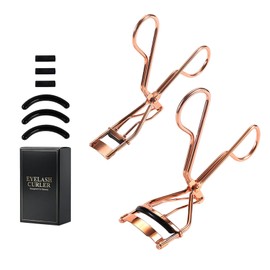 Eyelash Curler Set - Upper and Lower Lash Curlers with 6 Replacement Pads - Premium Metal Eyelash Curling Tool - Elegant Gift Box Included for Stunning Lashes（Rose Gold）