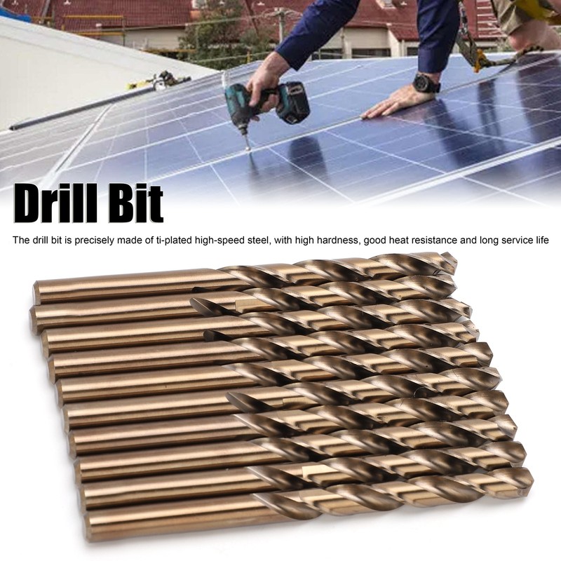 10Pcs Twist Drill Bit High Speed Steel Straight Shank Hole