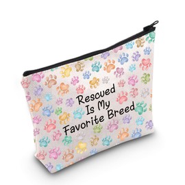 MNIGIU Rescue Dog Lover Gift Rescued Is My Favorite Breed Makeup Zipper Bag Animal Rescue Gift Rescue Animal Gift Dog Mom Gift Dog Lover Gift, Rescued Is My Favorite Breed Bag