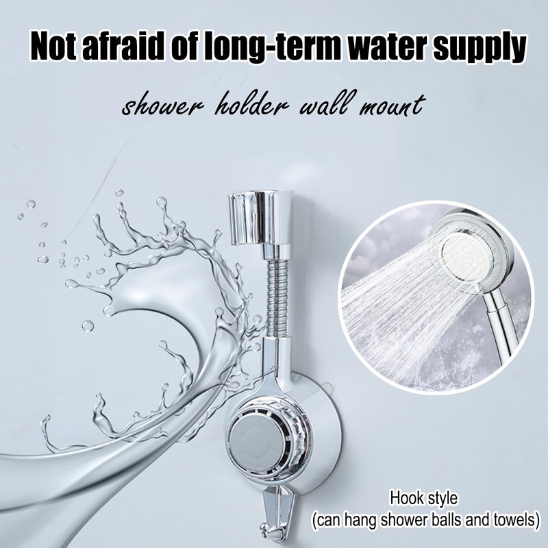 Shower Head Showerhead Holder Bracket Suction Cup Wall Mount Adjustable