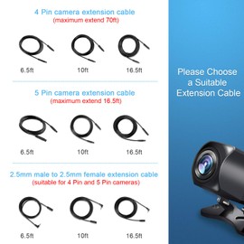 Pixelman Backup Camera Extension Cable,16.5ft 4 Pin Male to Female Rear View Camera Extension Cord for Dash Cam Mirror Cam Rearview Camera,Reverse Camera Wire for Car Pickup Truck SUV Van RV Trailer