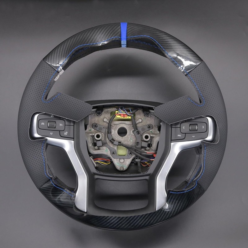 MEWANT DIY PU Carbon Fiber Black Artificial Leather Steering Wheel