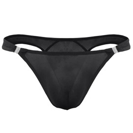 YSLSLOO Men's Ice Silk Thongs Bikini Underwear,Men's Low Rise Swimwear Bikini Briefs With Side Buckle Thong Underwear for Men (Standard, Black)