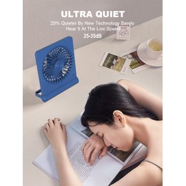 Tevelecin Small Desk Fan, 2000mAh Rechargeable USB Fan Battery Operated,Ultra Quiet, Strong Wind, 3 Speeds Travel Fan