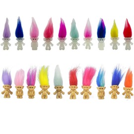20pcs Luminous Mini Troll Dolls Glow in The Dark Vintage Action Figures Troll Dolls 1.2" Bodies, 2.3" Hair. Cake Toppers School Project, Arts and Crafts (20pcs)