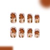 Fall Press on Nails Square False Nails Glitter Brown Fake