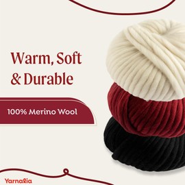 Softy Yarn Bulky Weight 6-Pack Composed of Merino Wool | Ultra-Soft Yarn Spun for Knitting & Crocheting for Sweaters, Blankets & Accessories | 100g, 49 Yards per Ball | Sweet Cherry