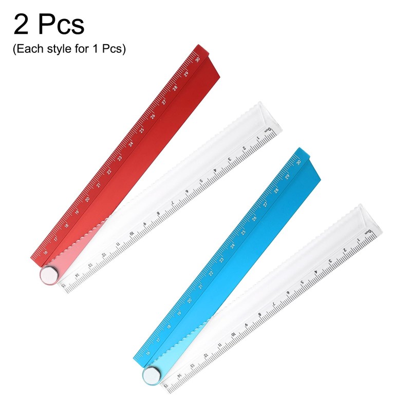 sourcing map 2pcs Folding Straight Ruler 30cm Metric Aluminum Alloy