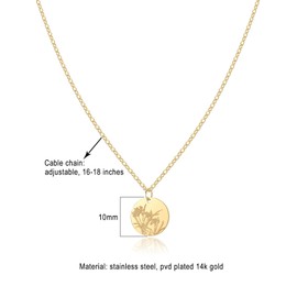 Birth Flower Necklace, Gold Plated Floral Pendant Necklaces for Women, Simple Dainty Birth Month Flower Necklace, Birthday Jewelry for Women - December, Narcissus Necklace