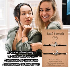 Friendship Gifts for Women Friends Birthday Christmas Gifts for Friends Female Matching Bestie Bracelets for 2 Ladies Butterfly Friendship Bracelet Long Distance Farewell Gifts for Friends Gift Ideas